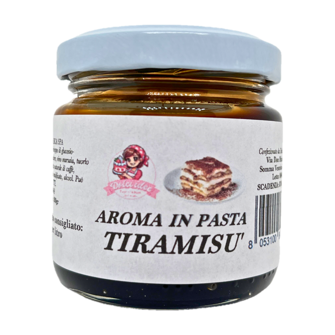 Aroma in pasta Tiramisù 100g: perfetto per aromatizzare creme, impasti, panna, gelato e semifreddi. Gusto tiramisù intenso, facile da dosare, risultato uniforme.